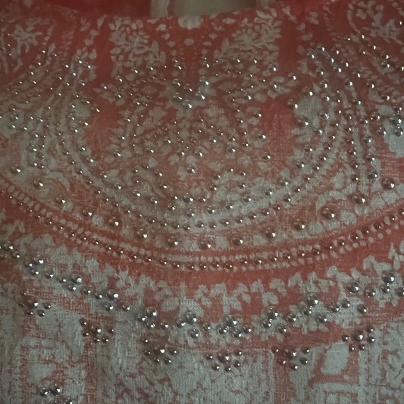 Miss Me Coral Lace Lace Sleeve Tee S - Picture 4 of 4